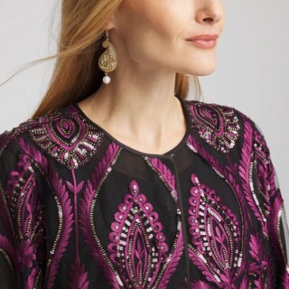 NWT CHICOS Travelers™ Collection Mesh Embroidered Jacket SIZE 2. 12/14 - Picture 4 of 4